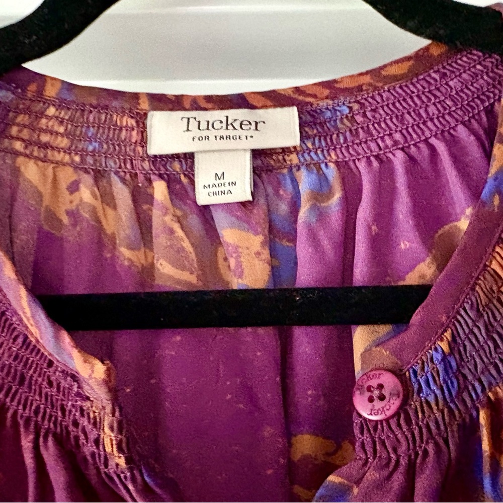 Tucker for Target Medium Sized Elegant Purple and Orange Floral Dress. - Picture 3 of 5